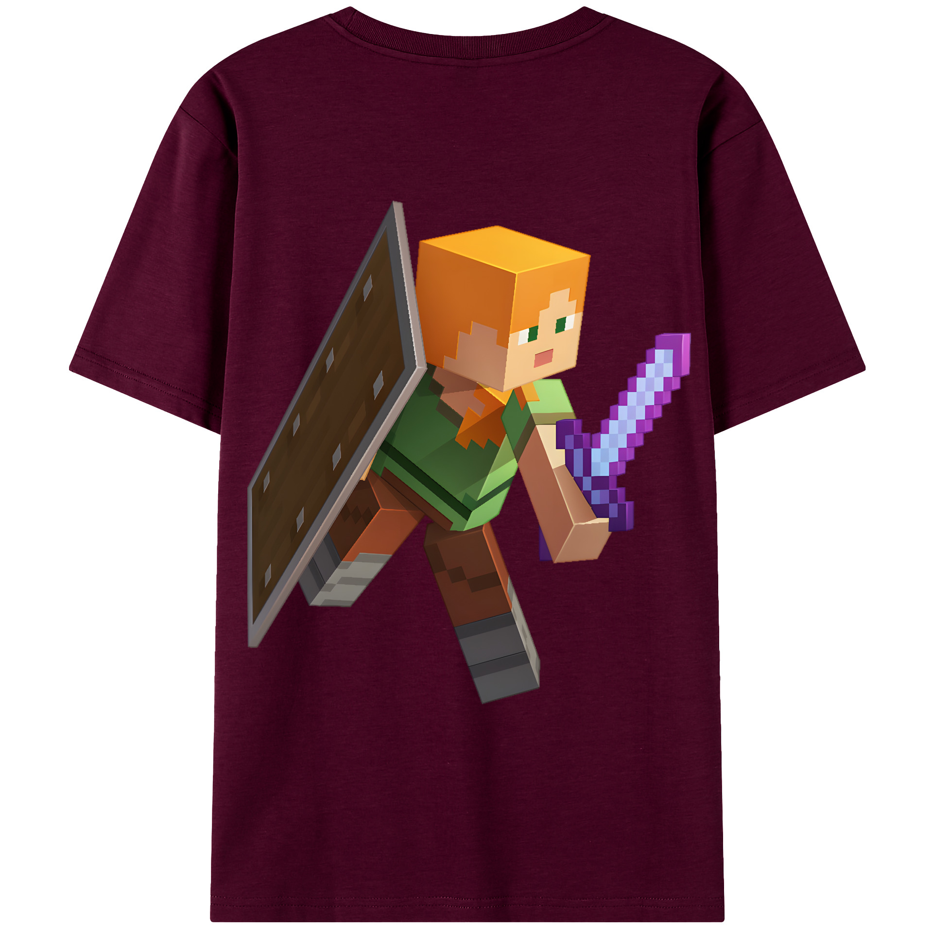（画像用） マインクラフト ブロックの世界 Minecraft MC Block world レディース半袖Tシャツ(バックプリント)